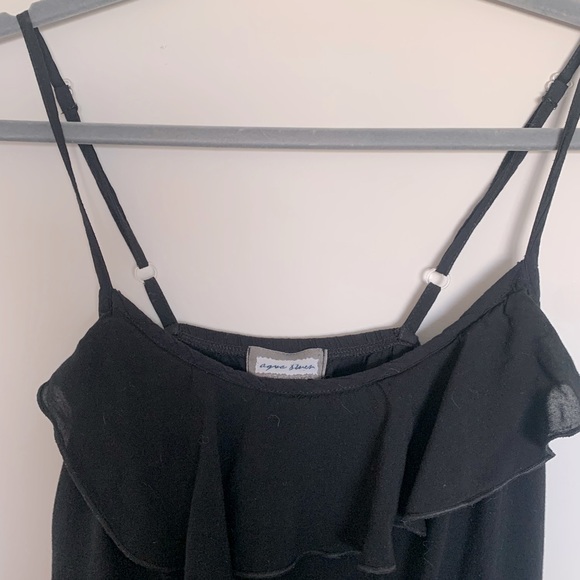 Black Summer Mini Dress with Ruffled Neck - Picture 5 of 6